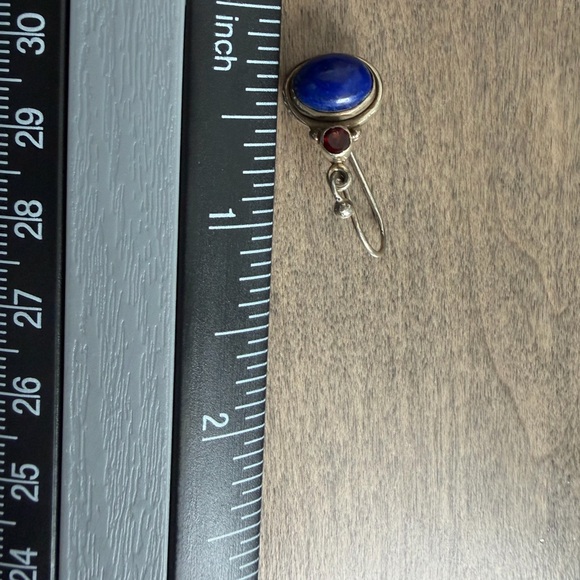 Sterling Silver Lapis Lazuli and Garnet Earrings - Picture 3 of 4
